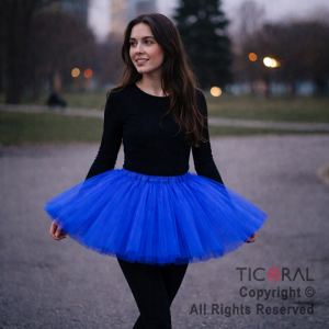 POLLERA TUTU ADULTO LISA AZUL DE 40 CM DE LARGO