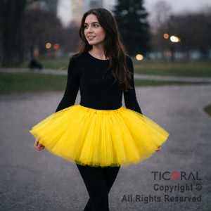 POLLERA TUTU ADULTO LISA AMARILLO DE 40 CM DE LARGO