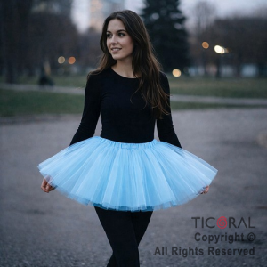 POLLERA TUTU ADULTO LISA CELESTE DE 40 CM DE LARGO