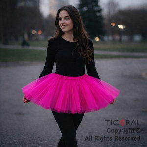 POLLERA TUTU ADULTO LISA FUCSIA DE 40 CM DE LARGO