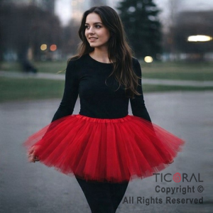 POLLERA TUTU ADULTO LISA ROJO DE 40 CM DE LARGO