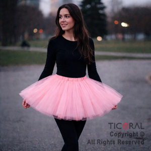 POLLERA TUTU ADULTO LISA ROSA DE 40 CM DE LARGO