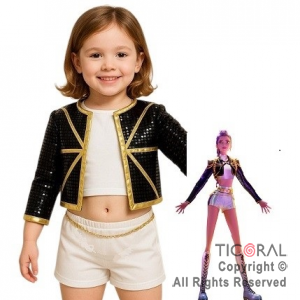 DISFRAZ GUERRERAS K POP RUMY CHAQUETA NEGRA TALLE 2 x 1