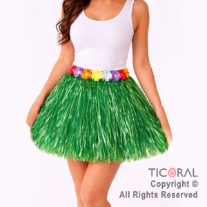 POLLERA HAWAIANA VERDE PLASTICA HS8338 x 1