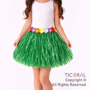 POLLERA HAWAIANA VERDE PLASTICA HS8338 x 1
