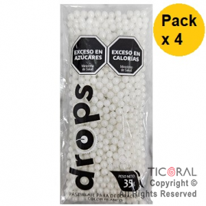 DROPS PERLAS BLANCAS MEDIANAS 35 GR x 4 PAQUETES