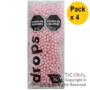 DROPS PERLAS ROSA MEDIANAS 35 GR x 4 PAQUETES