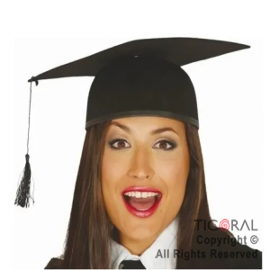 SOMBRERO EGRESADOS (GRADUACION) LUJO NEGRO CON BIRRETE x 1