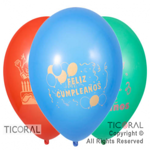 GLOBO SEMPERTEX R12 FASHION FELIZ CUMPLEA�OS 1C SURTIDO x 50