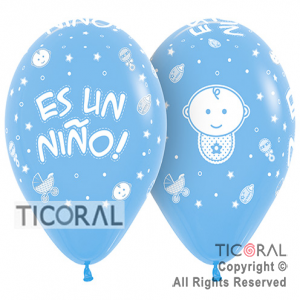 GLOBO SEMPERTEX R12 INF FASHION PASTEL AZUL CELESTE ES UN NI�O x 50