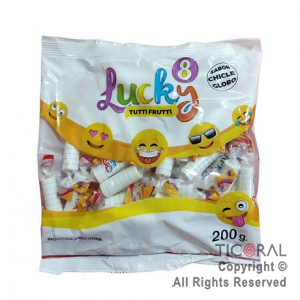 PASTILLAS LUCKY 8 SABOR TUTI FRUTI x 200 GR