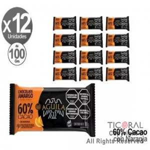 CHOCOLATE AGUILA 60% CACAO CON NARANJA 12 X 100 GRS X 1
