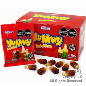 GOMAS YUMMY BOTELLITA 12 SOBRES X 30 GR