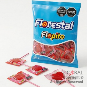 CHUPETIN FLOPITO CORAZON FRUTILLA X 400 GR