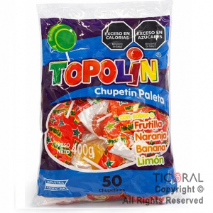 CHUPETIN MINI PALETA FRUTAS TOPOLIN X 50 UNIDADES