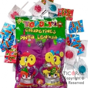 CHUPETIN MINI PALETA PINTALENGUA TOPOLIN X 50 UNIDADES