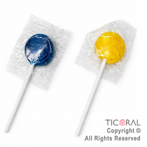 CHUPETIN MINI PALETA AMARILLO Y AZUL TOPOLIN X 50 UNIDADES