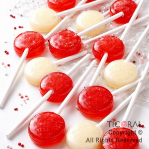 CHUPETIN MINI PALETA BLANCO Y ROJO TOPOLIN X 50 UNIDADES