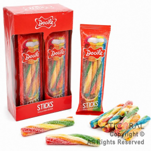GOMA STICK FRUTILLA ACIDA MULTICOLOR UNICORNIO (PACK 12 X 15GR) DOCILE