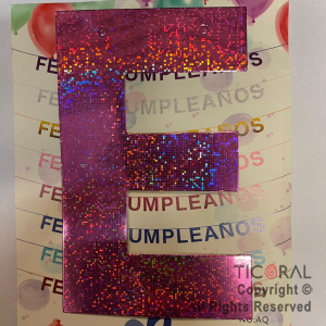 GUIRNALDA FRASE FELIZ CUMPLEA�OS HOLOGRAMA ROSA 15CM x 1