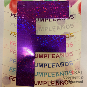 GUIRNALDA FRASE FELIZ CUMPLEA�OS HOLOGRAMA VIOLETA 15CM x 1