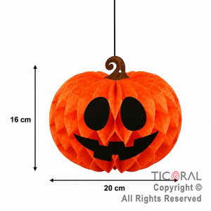 ADORNO COLGANTE CALABAZA PAPEL HALLOWEEN PUMPKIN 20 CM NARANJA (HWP26066)