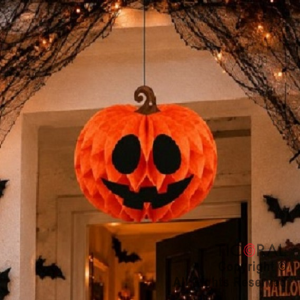 ADORNO COLGANTE CALABAZA PAPEL HALLOWEEN PUMPKIN 20 CM NARANJA (HWP26066)