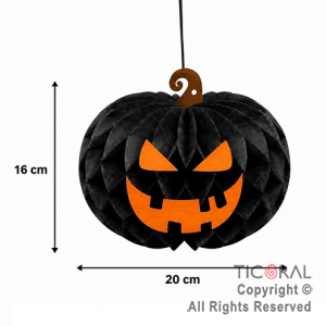 ADORNO COLGANTE CALABAZA PAPEL HALLOWEEN PUMPKIN 20 CM NEGRO (HWP26067)