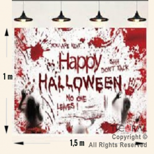 POSTER CARTEL GIGANTE SANGRIENTO HAPPY HALLOWEEN  (1,50MTS X 1MTS)