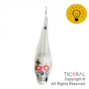 CALAVERA MOMIA ENVUELTA CON LUZ LED 50 CM X 1