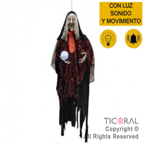(INACTIVO) BRUJA ORACULO CON BOLA DE CRISTAL CON LUZ SONIDO Y MOVIMIENTO 165 X 137 X 20 CM X 1