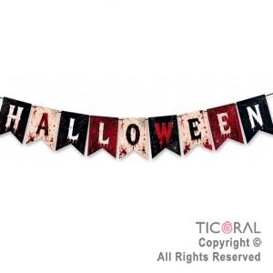 BANDERIN HALLOWEEN SANGRIENTO ROJO BLANCO Y NEGRO