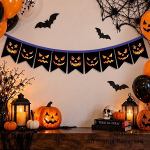 BANDERIN HALLOWEEN CARAS DE CALABAZAS
