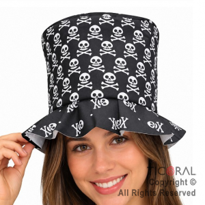 SOMBRERO GALERA CALAVERAS BLANCO Y NEGRO