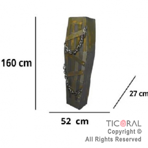 ATAUD DEL MAS ALLA DECORACION TERROR CON SONIDO Y MOVIMIENTO 52 X 27 X 160 CM