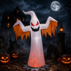 INFLABLE DECORACION FANTASMA EN LLAMAS LUMINOSO TERROR 2,4 MTS