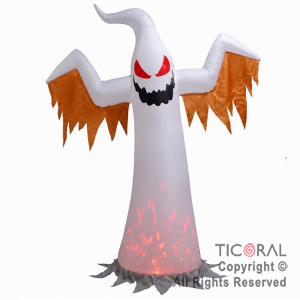 INFLABLE DECORACION FANTASMA EN LLAMAS LUMINOSO TERROR 2,4 MTS