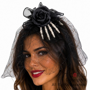 HEBILLA CON MANO FLOR Y TUL NEGRO