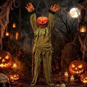 CALABAZA COLGANTE CON MOVIMIENTO SONIDO Y LUZ (HDA-0201)