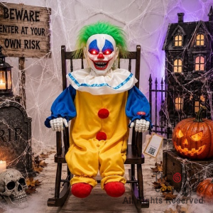 PAYASO EN SILLA MECEDORA CON MOVIMIENTO SONIDO Y LUZ (HDA-0801)