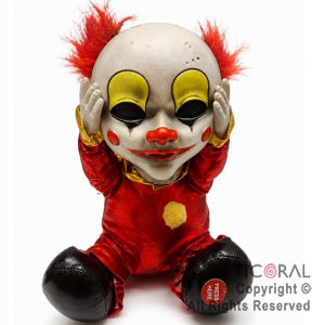 MU�ECO PAYASO SENTADO CON MOVIMIENTO LUZ Y SONIDO 35 CM HALLOWEEN