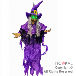 MU�ECA BRUJA VIOLETA CON MOVIMIENTO LUZ Y SONIDO 150 CM HALLOWEEN