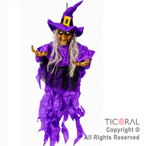 MU�ECA BRUJA VIOLETA CON MOVIMIENTO LUZ Y SONIDO 150 CM HALLOWEEN