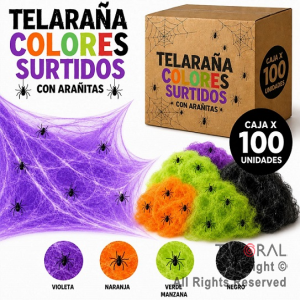 TELARA�A COLORES SURTIDOS CON ARA�ITAS (CAJA X 100 UNIDADES)