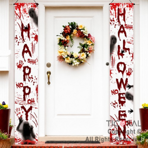 SET 2 BANNERS SANGRIENTOS DE PUERTA HAPPY HALLOWEEN 180 CM (HD794)