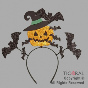 VINCHA CALABAZA Y MURCIELAGOS HALLOWEEN x 1