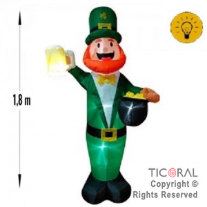 INFLABLE DECORACION DUENDE SAN PATRICIO LED 1.8 MTS X 1