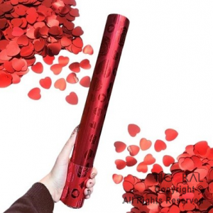 LANZAPAPELITOS 40 CM CORAZONES ROJOS METALIZADO