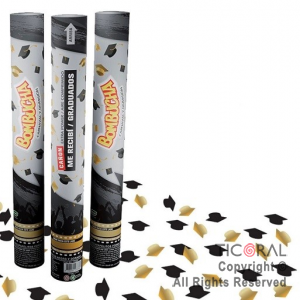 LANZAPAPELITOS BOMBUCHA 40CM EGRESADOS NEGRO Y ORO x 1