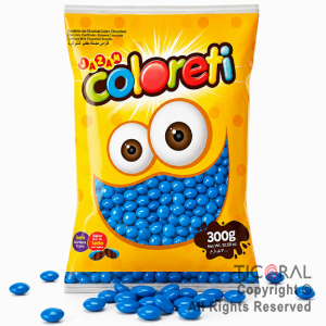 LENTEJAS DE CHOCOLATE COLORETI COLOR AZUL X 300 GR